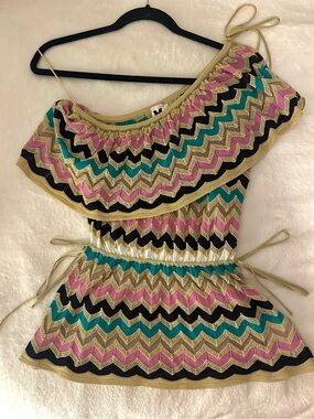 Missoni Knit Top in Pink, Teal, Gold & Black